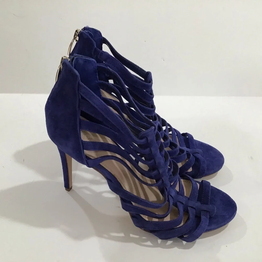 Essex Lane ankle Strap gladiator high heels Blue suede size 8.5 M